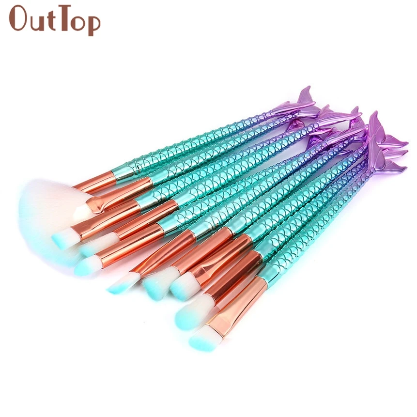 11 шт. набор кистей для макияжа Русалочки женский косметический натуральный