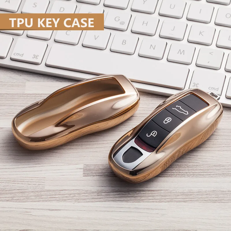 A-Gold ТПУ ключи держатель чехол дистанционного чехол для Porsche Cayenne 911 996 Panamera Macan автомобильный протектор в виде ракушки Авто интимные аксессуары стайлинга автомобилей - Название цвета: A-Gold