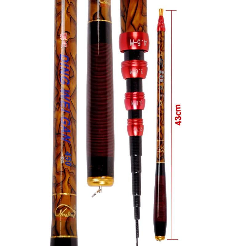 New High Quality Carbon Fiber 3.6M 4.5M 5.4M 6.3M Telescopic Ultrashort Ultralight Superhard 43cm Streams Fishing Rods Carp Pole | Спорт и