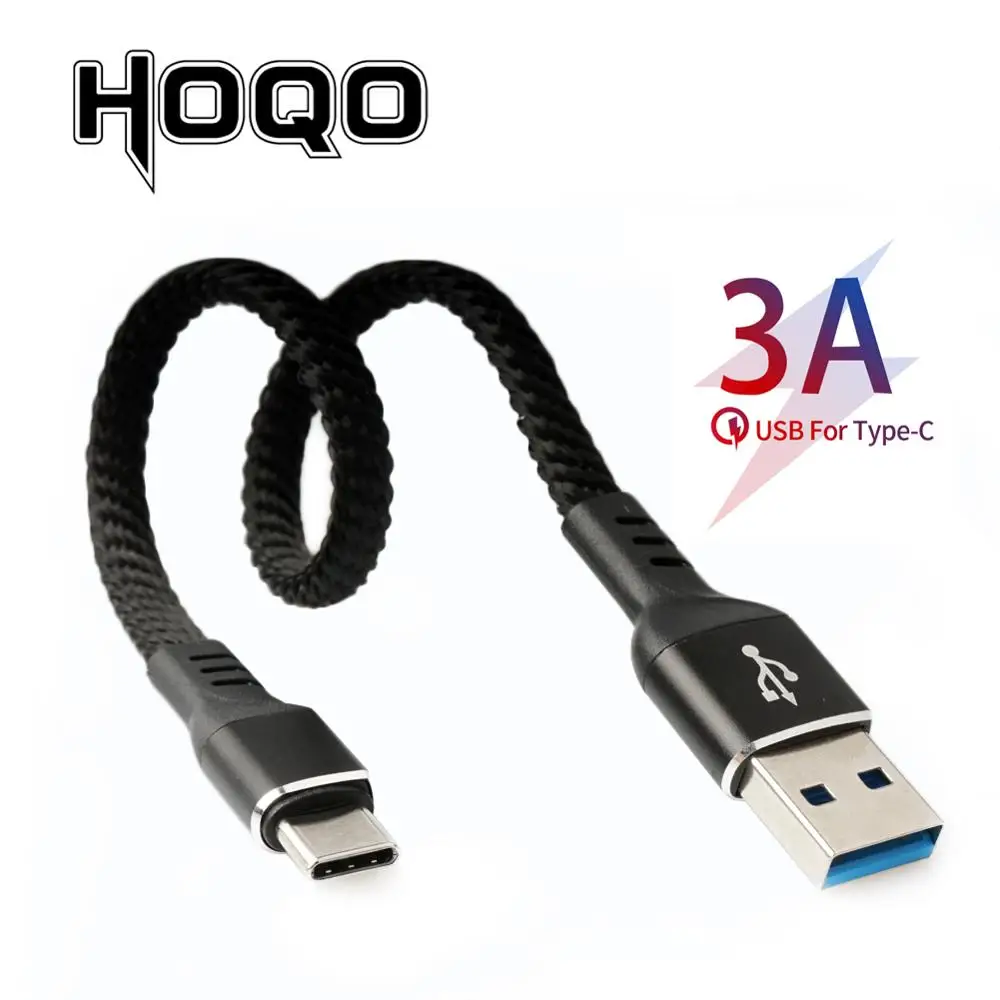 

usb type-c short cable Typec flat braided usb c metal nylon cord for Samsung galaxy s10 Sony Xiaomi Android Phone