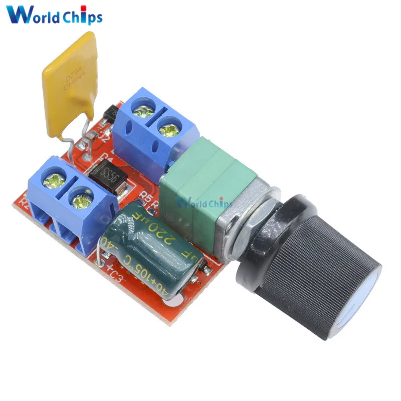 Мини 5A PWM Max 90W контроллер скорости двигателя постоянного тока модуль 3в-35в