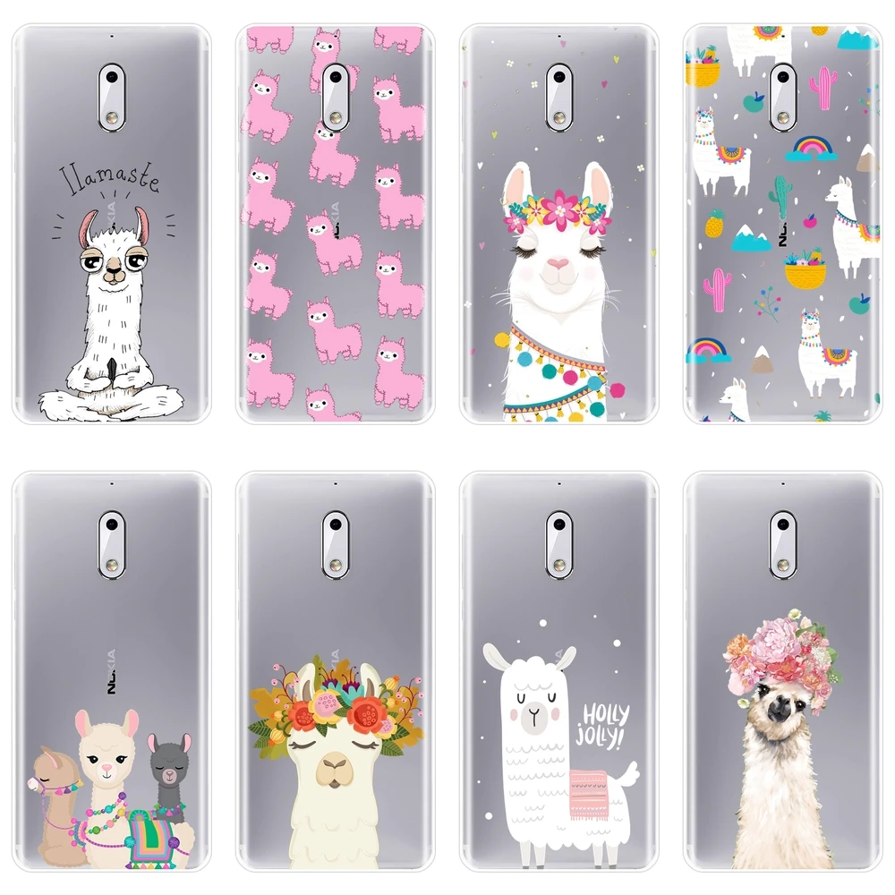 Силиконовый чехол из ТПУ для телефона Nokia 1 2 3 5 6 8 Kawaii Милая Альпака Смешные