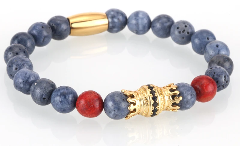 Mcllroy Bracelet Men Bead Sparta Crown 8mm Natural Stone Bracelet Bangle Handmade Man Jewelry Mens Bracelets erkek bileklik