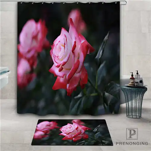 На заказ flower_black_backdrop водонепроницаемый занавеска для душа коврик дома ванной