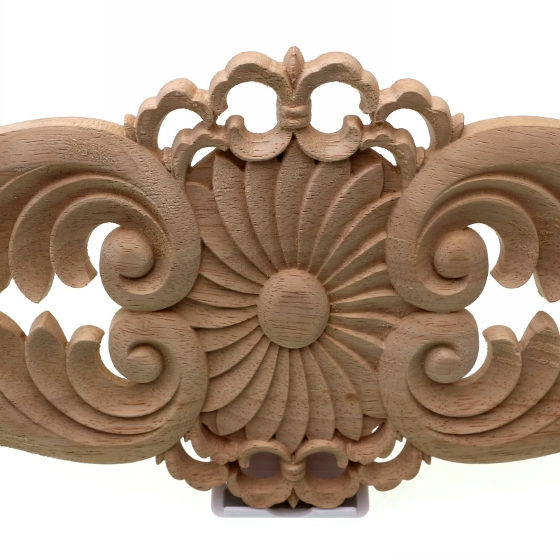 RUNBAZEF Woodcarving European-style Applique Solid Wood Furniture Decorative Accessories Door Heart Flower Carved Long Pieces | Дом и сад