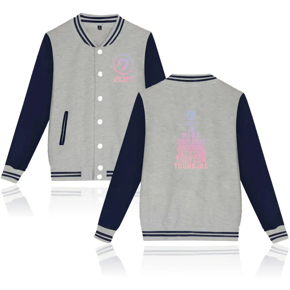 

GOT7 Korean Army Women's Kpop Baseball Jackets Women/Men Harajuku Hip Hop Coats Tops Hoodies Sweatshirt Autumn Winter Coats Tops