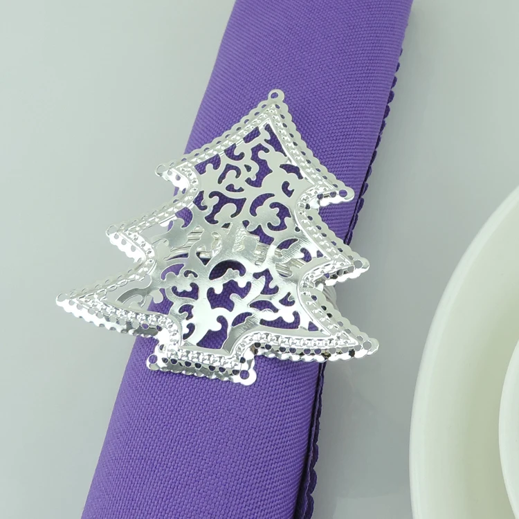 

Hot Sale 12 pc Christmas tree Napkin Ring Serviette Holder Wedding Banquet Dinner Decor Favor Napkin buckle Table decorations