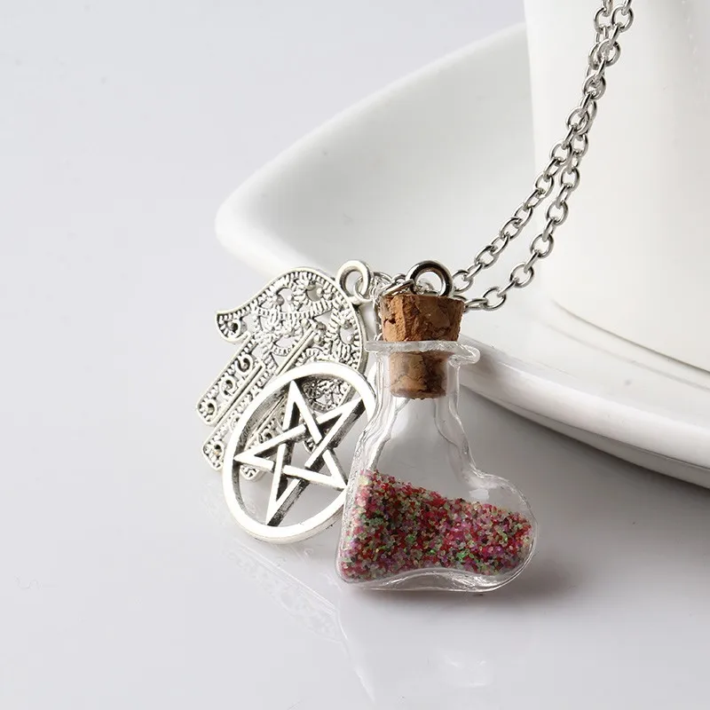 8 цветов Мода Желая Стеклянная бутылка мечты кулон звезда и флакон с пробкой
