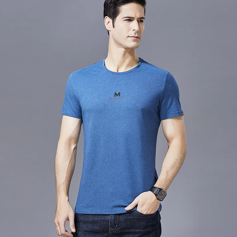 MACRSEA Fashions New Summer Cottton T-shirt Men Round Neck Brand Clothing Comfortable Male Print Tees 9017 | Мужская одежда