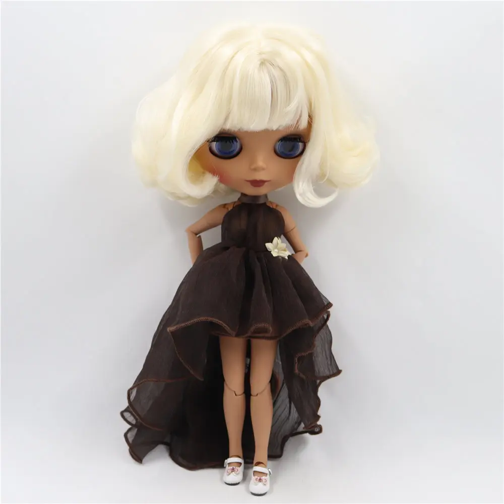 Ледяной DBS Blyth кукольные 1/6 Bjd из черной кожи Матовые шарнирное тело золото