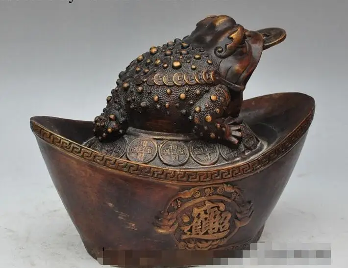 Китайская Бронзовая Золотая жаба bufo лягушка богатство деньги монета слиток