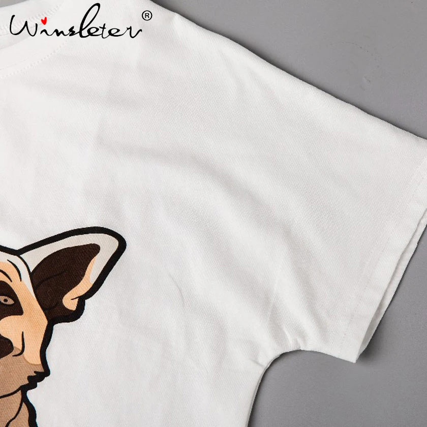 2021 Ночная рубашка летние немецкой овчарки принт свободная футболка женский