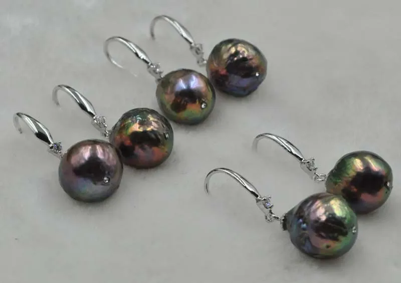 Подлинная 11 12 мм БАРОККО прямая черная Касуми жемчужные серьги|drop earrings|drop pearl