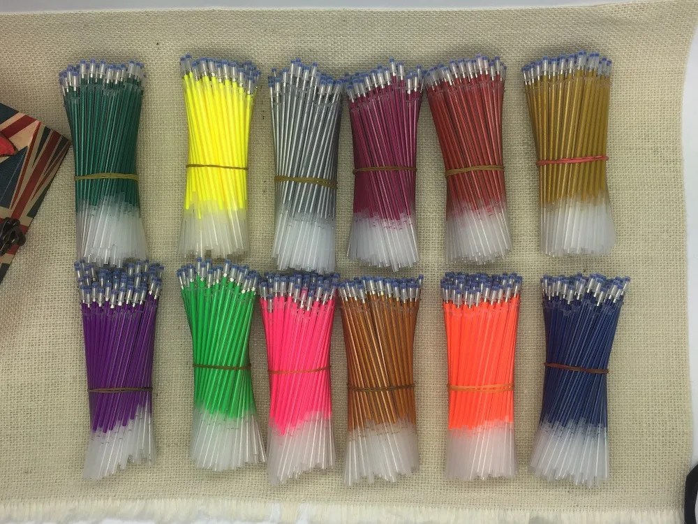 

10pcs/lot Neutral ink Highlighter refill neutral pen good quality gel pen refill 12 colors 1.0mm refill office and school