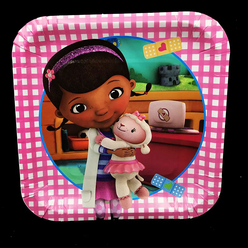 6 шт./упак. 7 дюймов Дотти McStuffins тема одноразовые тарелки с изображением героев