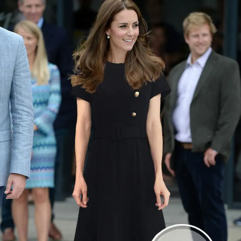 Новое однотонное платье принцессы Kate Middleton модное дизайнерское женское с круглым