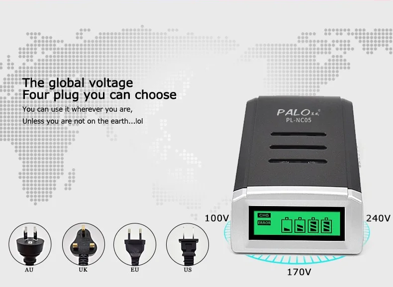 PALO 4 шт. 1,2 в Ni-MH AA аккумуляторная батарея+ 4 шт. 1,2 в aaa перезаряжаемые батареи+ ЖК-дисплей смарт-зарядное устройство для AA AAA