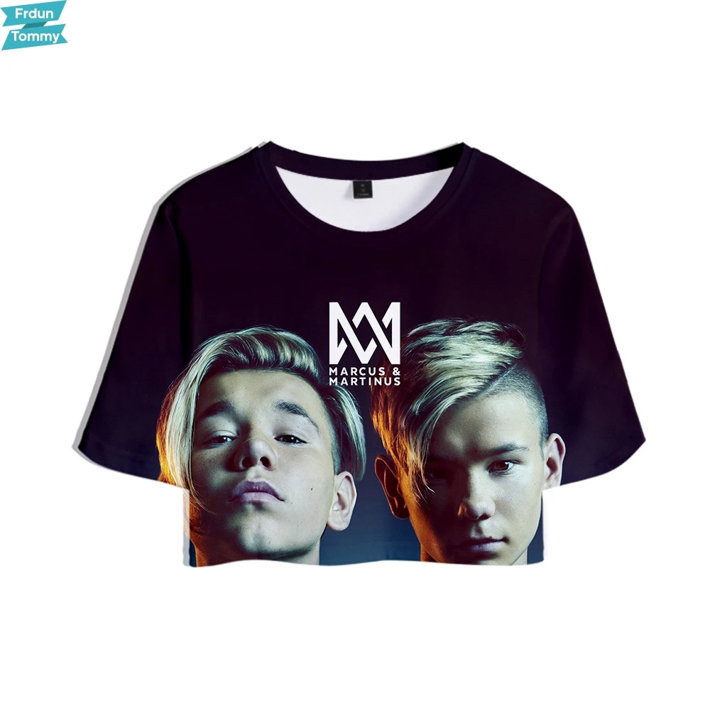 Женский укороченный топ с принтом MARCUS &amp MARTINUS Повседневная Уличная футболка