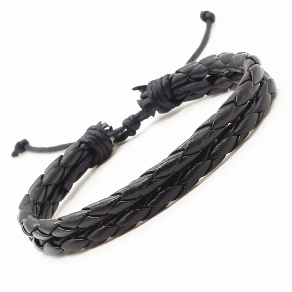New Arrival Fashion Trendy Handmade 2 Laps Wrap Black Brown Men PU Leather Bracelet For Women Jewelry Accessory Hot Sale | Украшения и