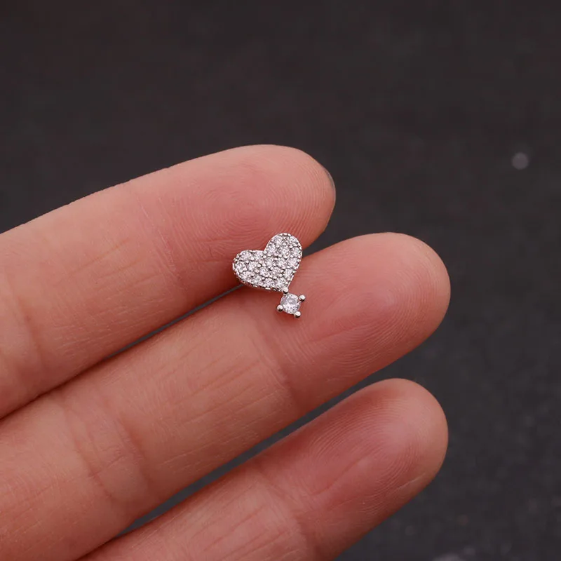 Feelgood Сердце Звезда Корона цветок Cz изысканные серьги-гвоздики Спираль пирсинг ювелирные изделия Tragus раковины Snug Lobe серьги, Надеваемые На ушной хрящ гвоздики