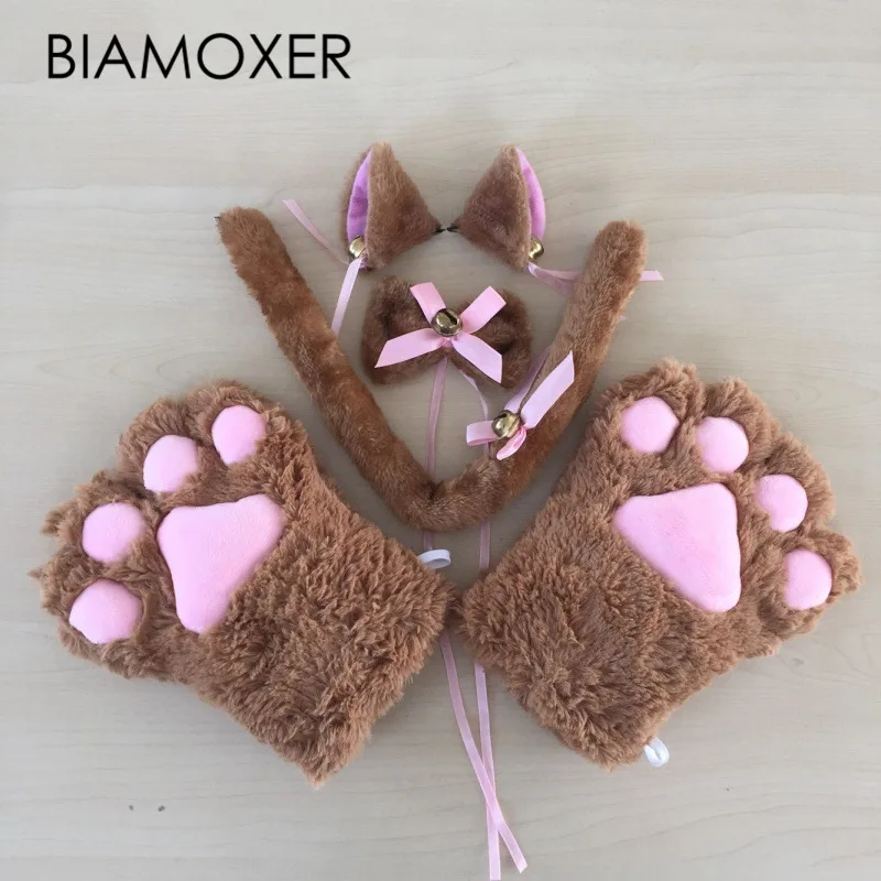 Сексуальный флутти Кот Горничная Косплей Neko костюм аниме плюшевые перчатки лапы