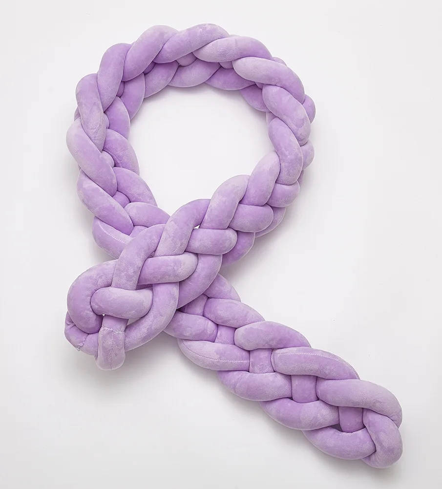 purple 1,5 м узел веревка комбинезон-Пижама для младенцев кровать подушка кроватка бампер новорожденный протектор Crashproof Колыбель младенческой Bebe кроватки Guard бар для декора детской комнаты - Цвет: purple