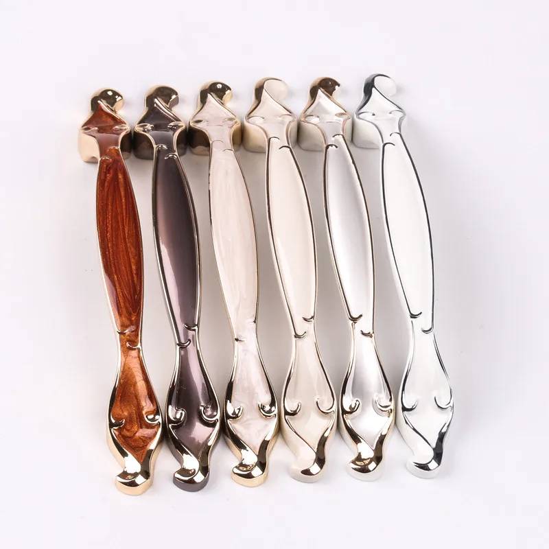 

European amber kitchen handle Ivory TV cabinet knob Wardrobe door pulls Modern simple Drawer jade handle Zinc alloy handle 128mm