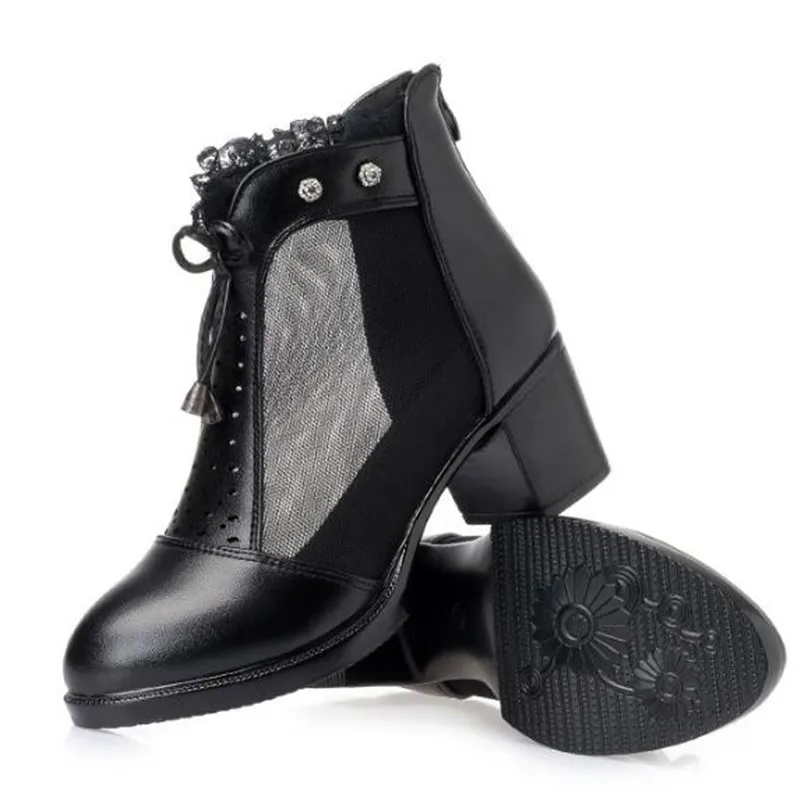 

ZXRYXGS Summer Women Sandals Cool Boots High Heels 2020 Newest Rhinestone Lace Cowhide Mesh Fashion Sandals Women Shoes Sandals