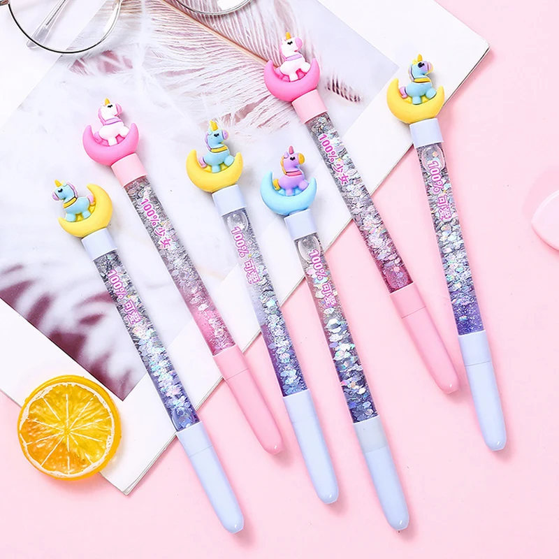 Cartoon unicorn moon gel pen black ink writting pens canetas material escolar kawaii staitonery paperlaria school supplies | Канцтовары