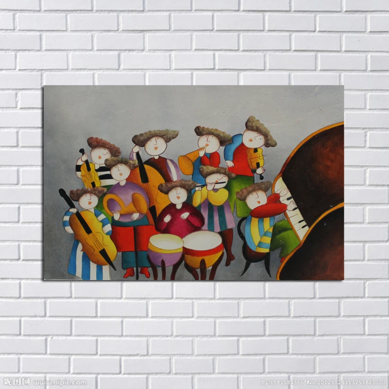 

New Design home Decorative High Quality Oil Paintings Band Playing Music Art Oil Painting On Canvas for Living Room office decor