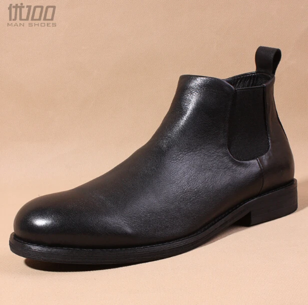 Ботинки Челси из натуральной кожи в европейском стиле черные/коричневые