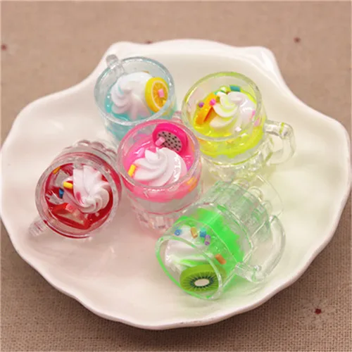 mix colors 5pcs 5 шт. дизайн красочные 3D пластиковая чашка для мороженого DIY ремесло/ювелирные аксессуары, 23*37 мм - Цвет: mix colors 5pcs