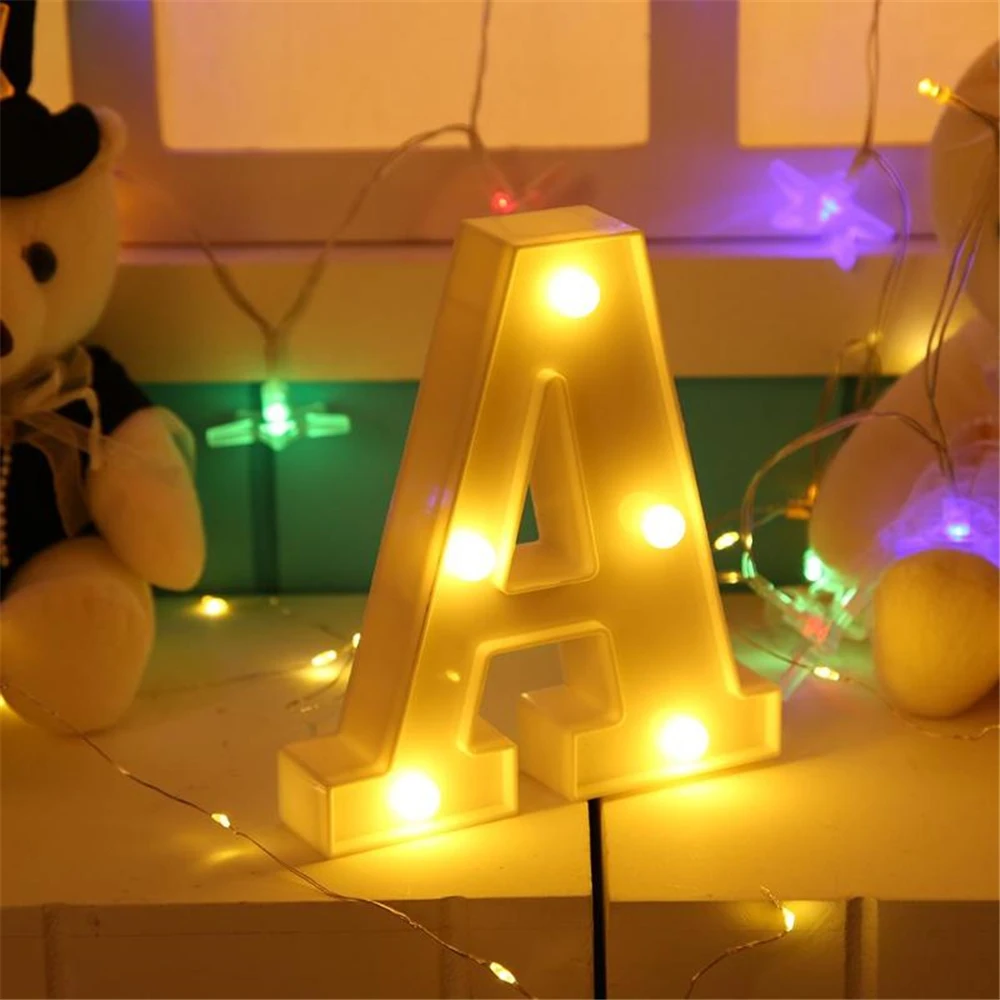 

3D Luminous Letters LED Night Light Creative Alphabet Marquee Sign Light Indoor Wall Hanging Night Lamp Wedding Party Decoration