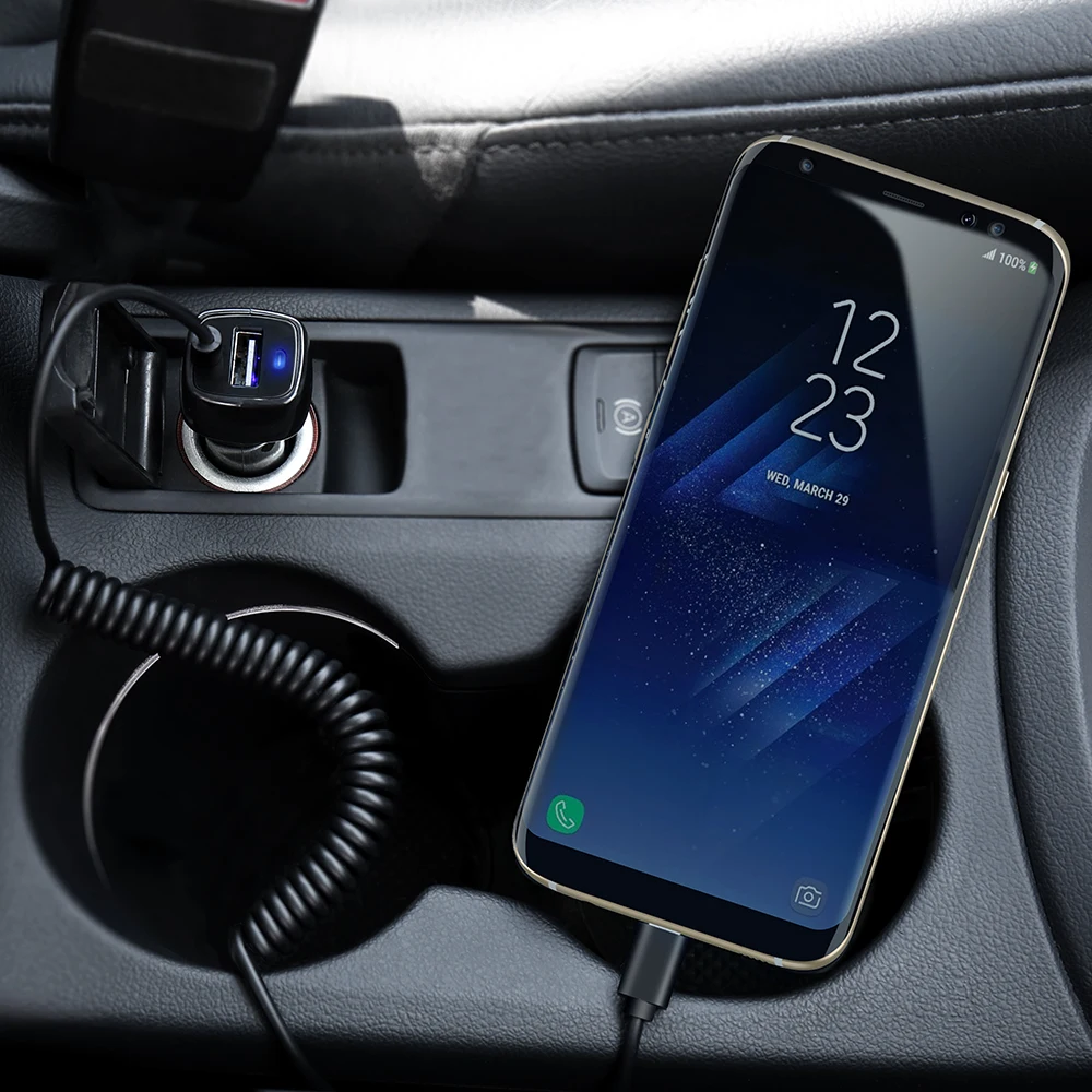 RAXFLY автомобиля Зарядное устройство с Тип C кабель для samsung S9 S8 плюс S7 edge Note 8