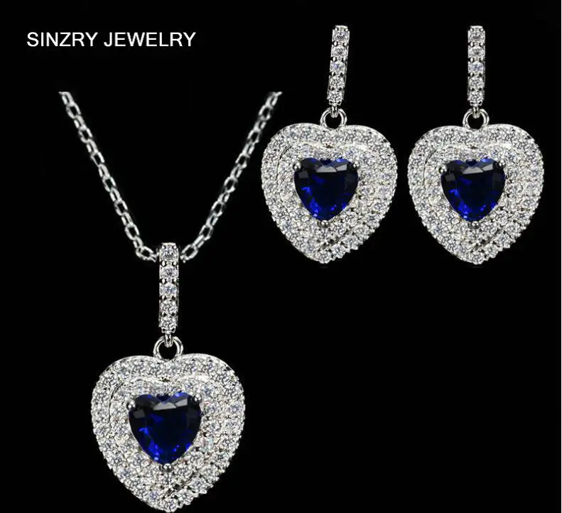 SINZRY new Clear white cut Cubic zircon micro setting heart shape pendant necklace earrings jewelry sets | Украшения и аксессуары