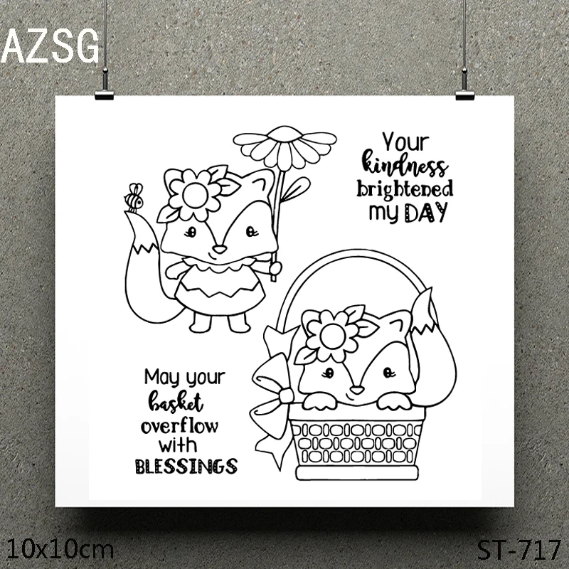 

AZSG лиса носить венок прозрачные штампы DIY Скрапбукинг альбом изготовление карт DIY украшения тиснение трафарет