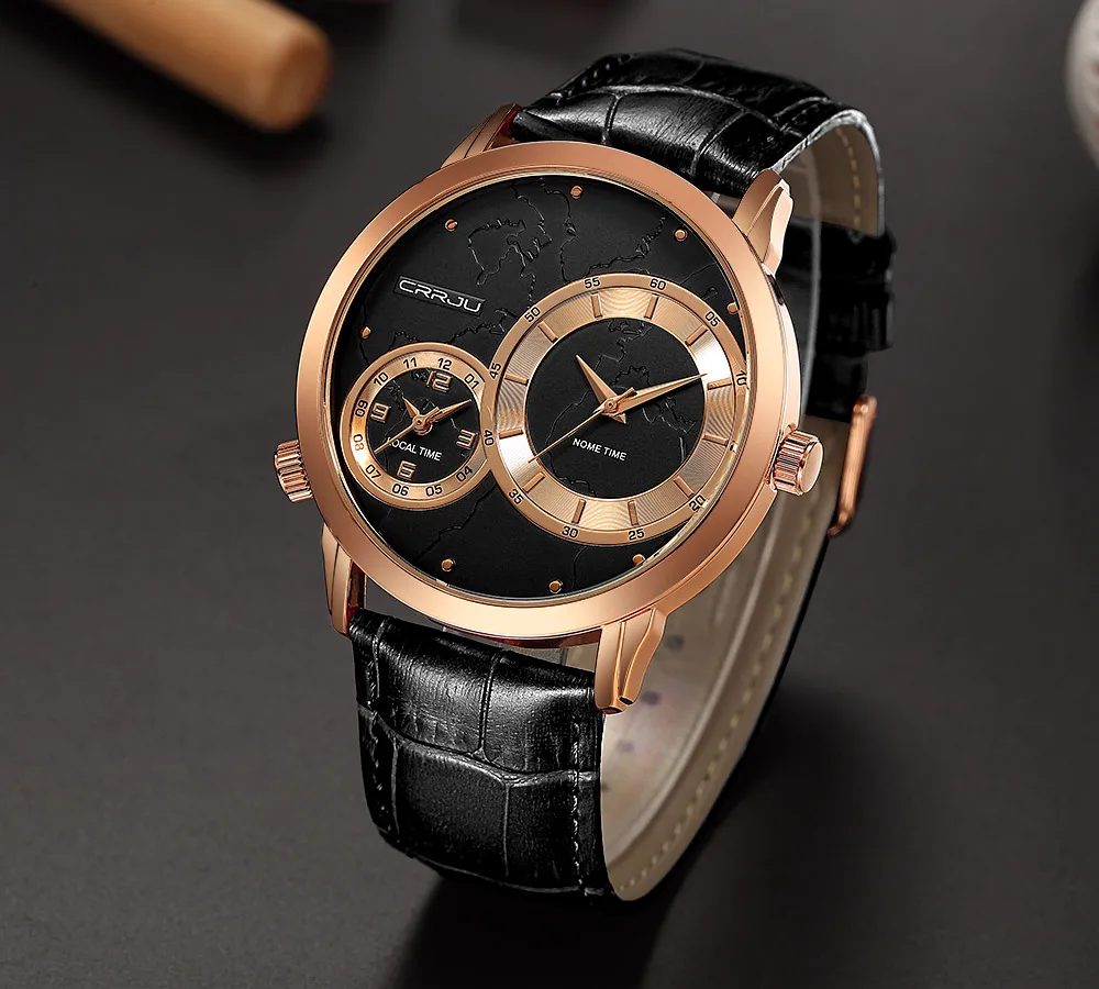 Часы CRRJU Мужские кварцевые в стиле милитари роскошные Брендовые спортивные