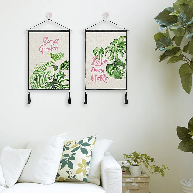 Decorative drapes living room sofa plant background tarpaulin wall covering cloth scroll canvas | Дом и сад