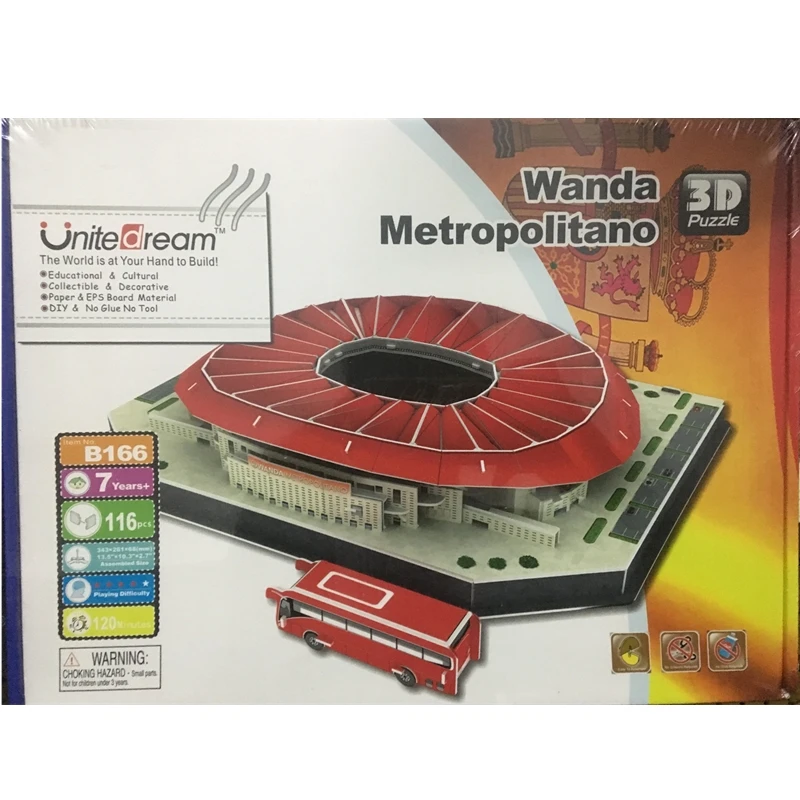 Classic Jigsaw Puzzle Architecture Madrid Athletics Wanda-Metropolitano Football Stadiums Toys Scale Models Sets Building Paper | Игрушки и