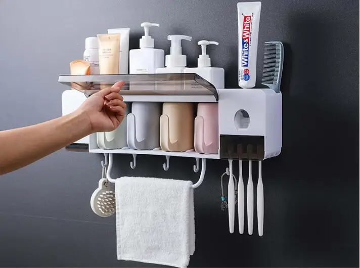 1 шт. многофункциональная полка для ванной комнаты настенная стойка зубных щеток