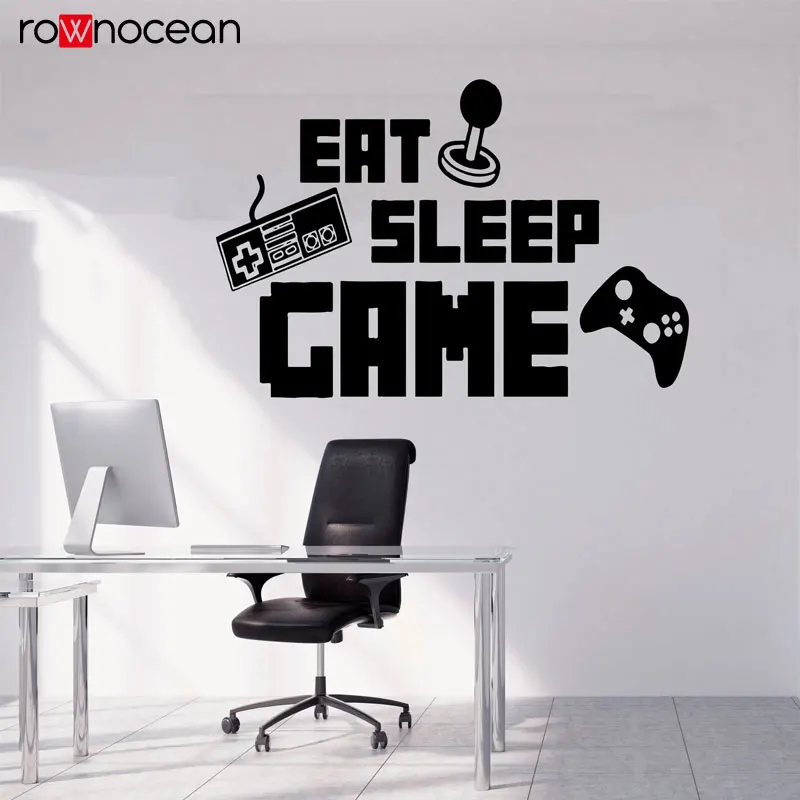 Игровой контроллер Eat Sleep видеоигра наклейка на стену Виниловая искусство для
