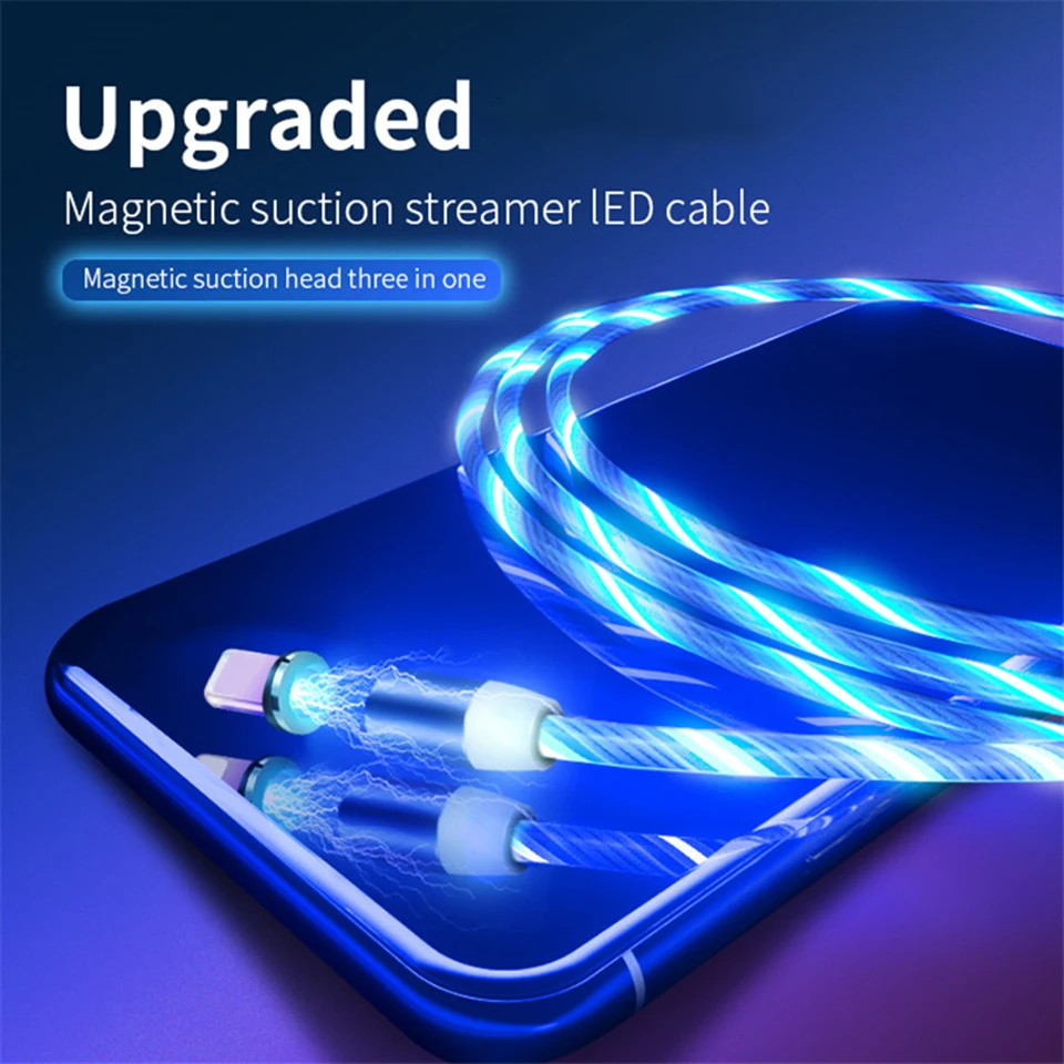 Зарядный кабель Titok со светодиодной подсветкой светящийся Магнитный Micro Usb Type-C