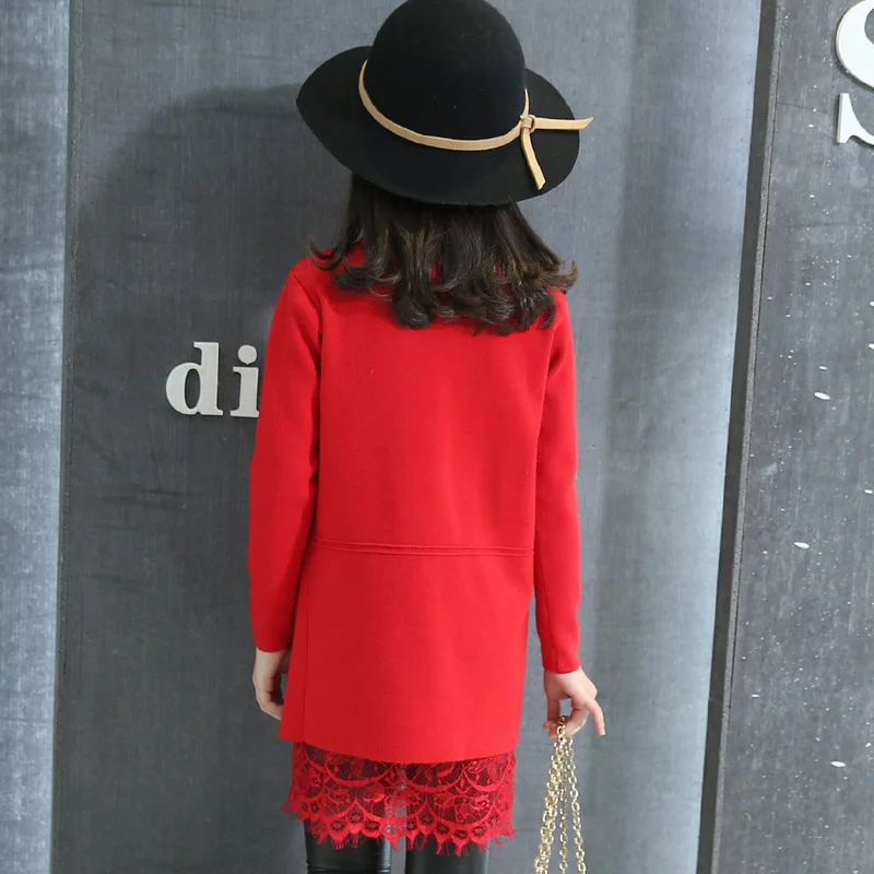 Хлопковое весеннее кружевное платье принцессы с длинными рукавами для девочек