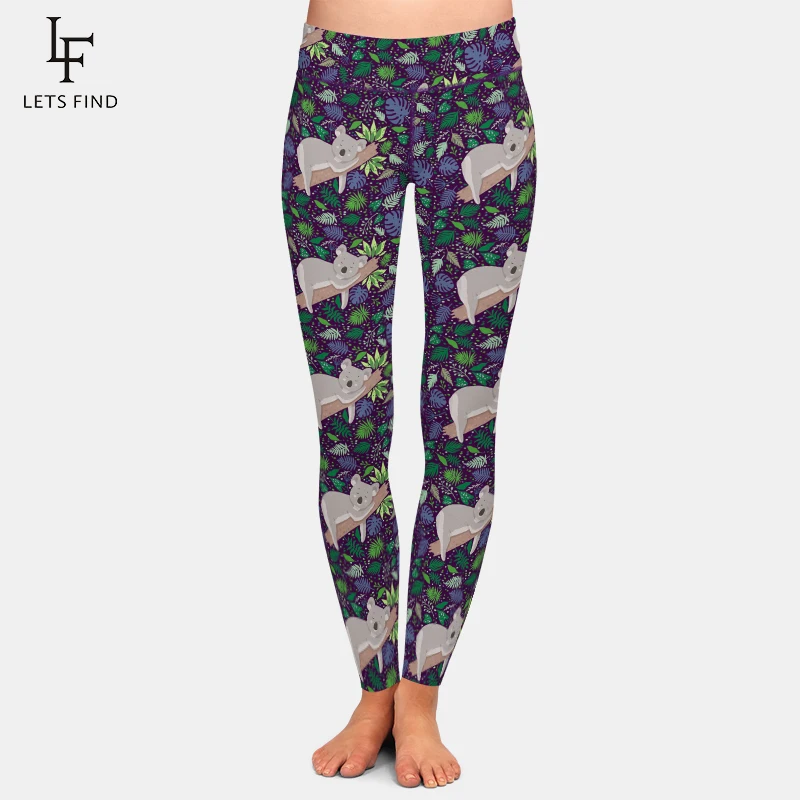LETSFIND леггинсы с высокой талией модные новые женские 3D мультфильм коала Принт