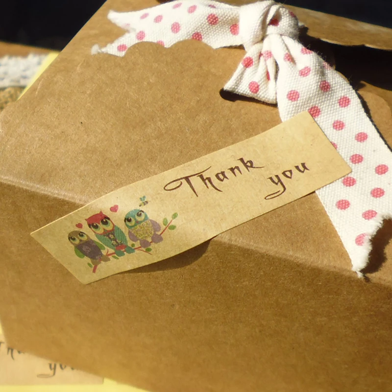 180 шт./лот крафт лента сова благодарная вам наклейка Уплотнительная Упаковочная