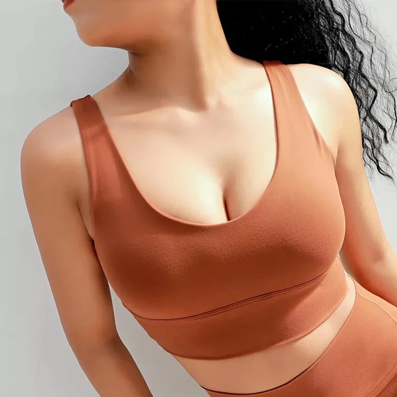 Новый сплошной цвет сексуальный большой V красота назад спортивный бюстгальтер