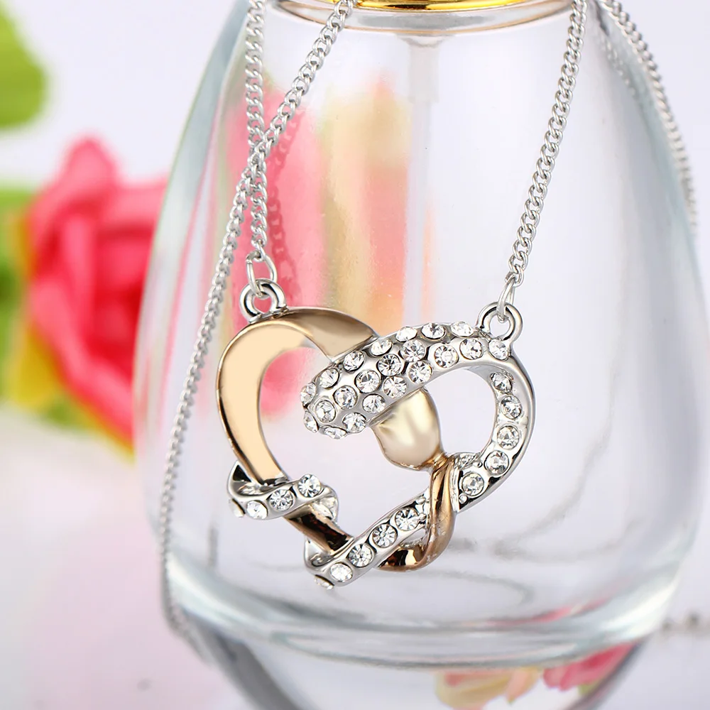 Gold and silver color heart pendants necklace crystal choker for women fine jewelry gifts valentine's day | Украшения и