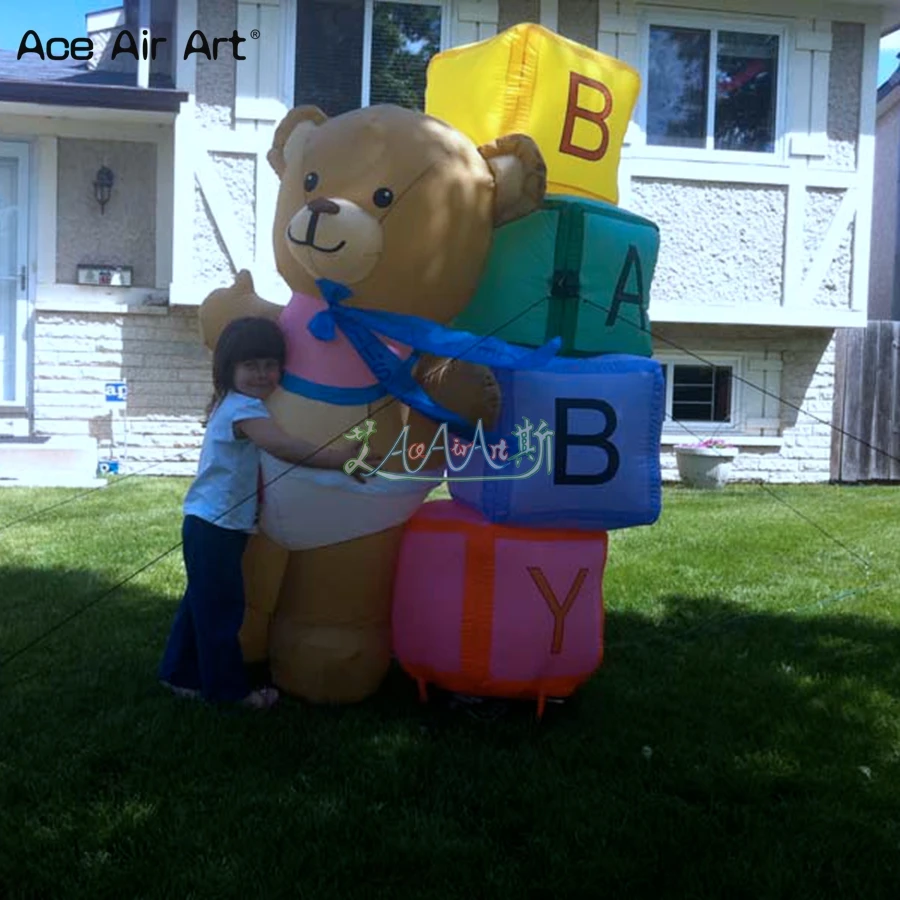 

Nice Festival Toy Inflatable Baby Bear Model Bear Cartoon Toy Animal with Baby for Yard and Family Party Decoration