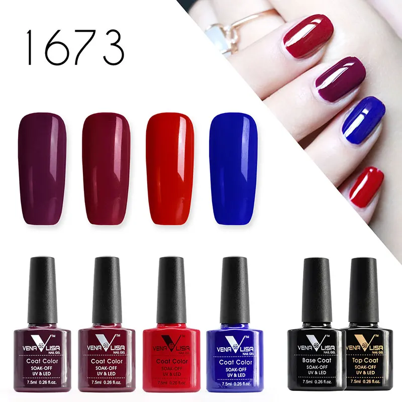 1673 Nail art soak off набор гель-лаков для ногтей VENALISA УФ СВЕТОДИОДНЫЙ Цветной Гель-лак для ногтей верхнее покрытие маникюр гель лак для ногтей гель основа - Цвет: 1673