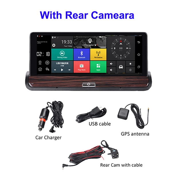 With Rear Camera Jabriel Wifi Автомобильный видеорегистратор Android 3g 7 дюймов авто зеркало заднего вида gps-навигатор с разрешением Full HD Навигация 16 Гб Видео рекордер двойная камера Регистратор - Название цвета: With Rear Camera
